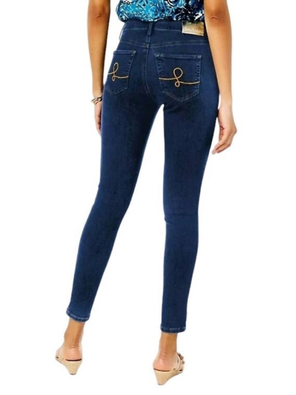 LILLY PULITZER Eagan High Rise Super Skinny Dark Wash Blue Jeans  NEW - Picture 3 of 4